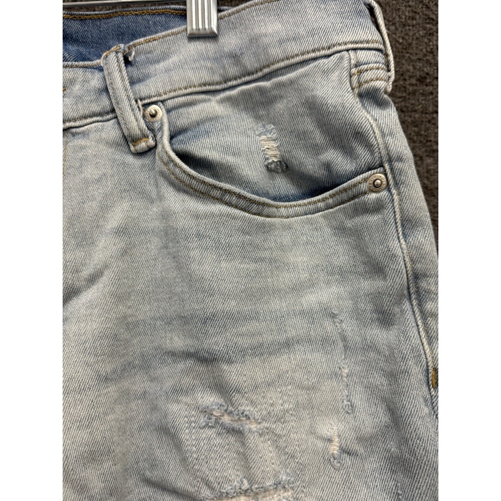 Mens 33x32 H&M Denim Skinny Distressed Jeans Light Wash Coupe Moulante Mid Rise - Picture 9 of 16